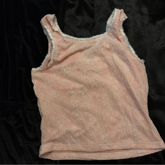 5/30% off - Pink and white lace tank top pretty cute - Picture 2 of 2